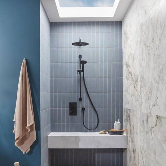 Tavistock Quantum Concealed Dual Thermostatic Shower System With Riser Kit & Overhead Shower Matt Black - Envy Bathrooms Ltd