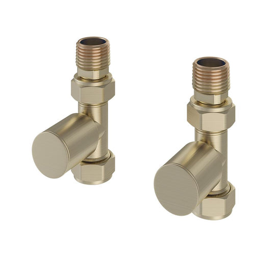 Eastbrook Straight Radiator Valves (Pair) Brushed Brass | 41.0609