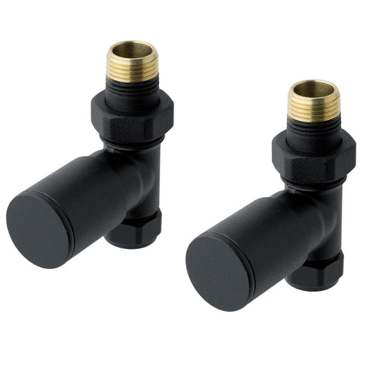 Eastbrook Straight Radiator Valves Matt Black (Pair) | 41.3014