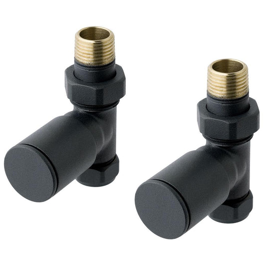 Eastbrook Straight Radiator Valves Matt Anthracite (Pair) | 41.3016