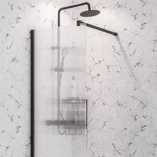 Eastbrook Vantage 2000 Fluted Glass Walk-In Panel 1000 x 2000mm Matt Black | 49.5115