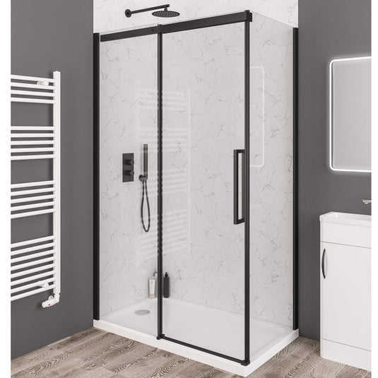 Eastbrook Corniche Sliding Shower Door 2000 x 1000mm Matt Black | 49.6013