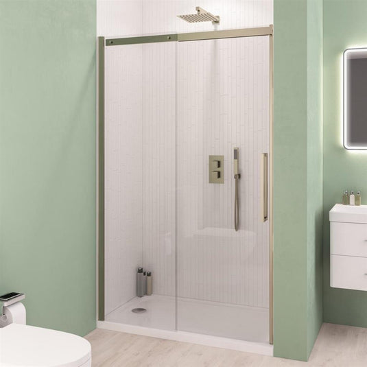 Eastbrook Corniche Sliding Shower Door 2000 x 1700mm Brushed Brass | 49.6031