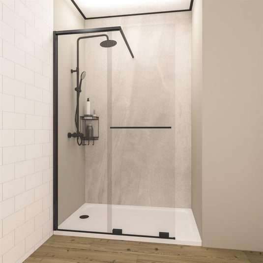 Eastbrook Corniche 2000 1400mm Soft Close Walk-In Sliding Panel LH Matt Black | 49.7011