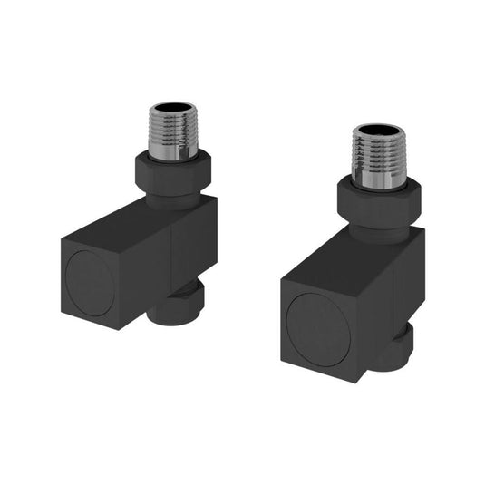 Eastbrook Straight Square Radiator Valves Pair Matt Anthracite | 54.0055