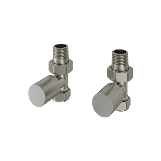 Eastbrook Straight Radiator Valves Pair Brushed Nickel | 54.0068