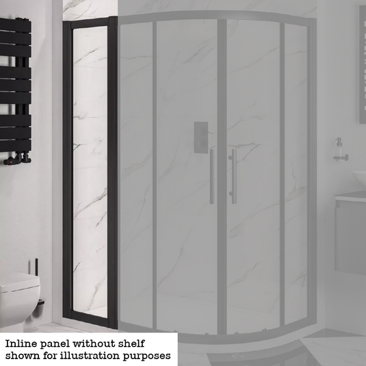 Eastbrook Volente 300mm Inline Shower Panel with Shelves Matt Black | 58.462
