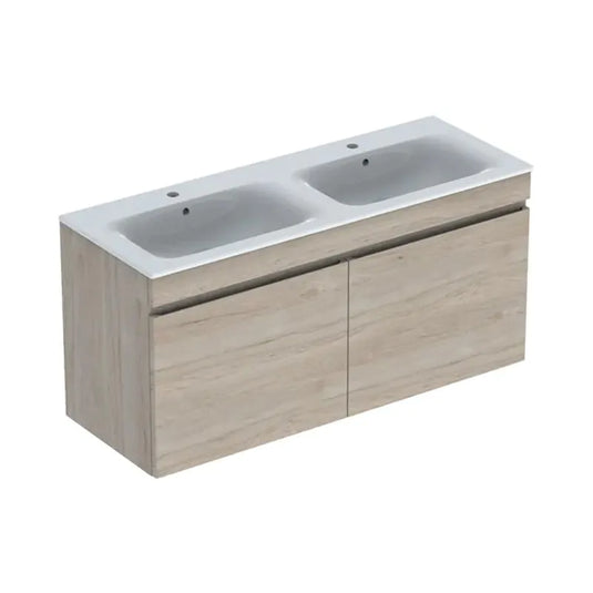 Geberit Renova Plan Slim Double Basin & Vanity Unit Light Hickory | 501.918.00.1