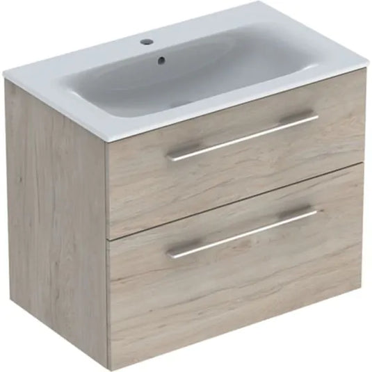 Geberit Selnova Square Vanity Unit & Basin 2 Drawers Light Hickory | 501.243.00.1
