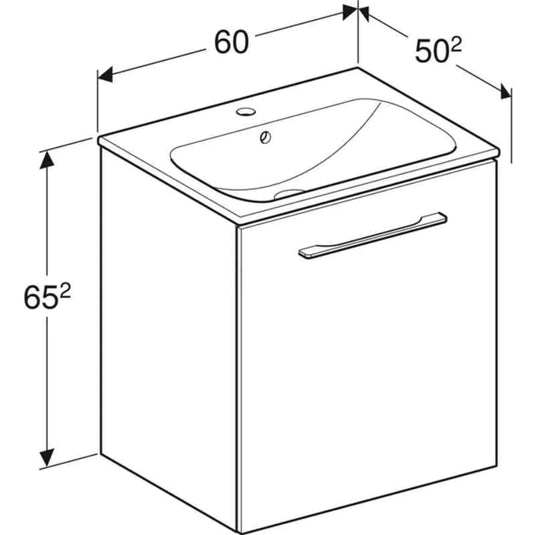 Geberit Selnova Square Vanity Unit & Basin 1 Door Dark Hickory | 501.254.00.1