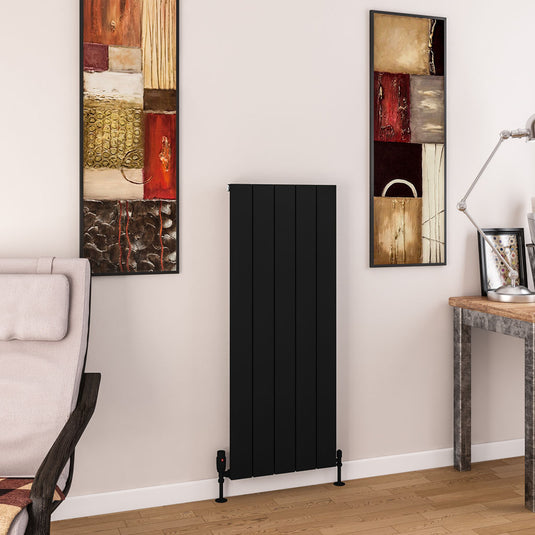 Eastbrook Charlton 1200 x 470mm Aluminium Radiator Matt Black | 89.0981