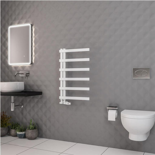 Eastbrook Platani 800 x 500mm Towel Rail Matt White | 89.1328
