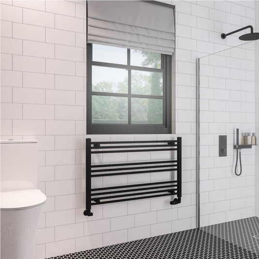 Eastbrook Wingrave 600 x 1000mm Straight Towel Multirail Matt Black | 89.1447