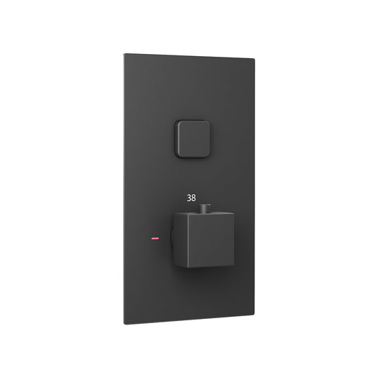 Eastbrook Concealed Thermostatic Shower Valve Single Square Push Button Smooth Black | 93.0092