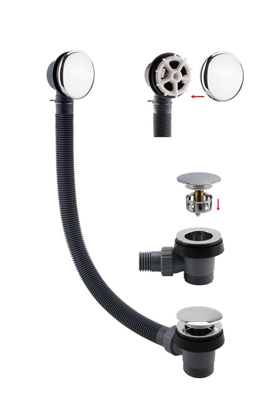 Eastbrook Bath Push Button Waste & Overflow Chrome | 98.1011