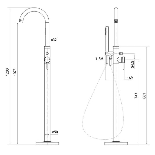 Eastbrook Meriden Freestanding Single Level Bath Shower Mixer Tap Brushed Brass | 98.2059