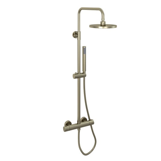 Eastbrook Meriden Round Thermostatic Telescopic Shower Set Bar Valve Brushed Brass | 98.2086