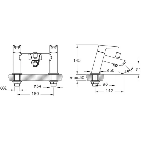 VitrA Solid S Bath Filler - Chrome - A42416VUK - Envy Bathrooms Ltd
