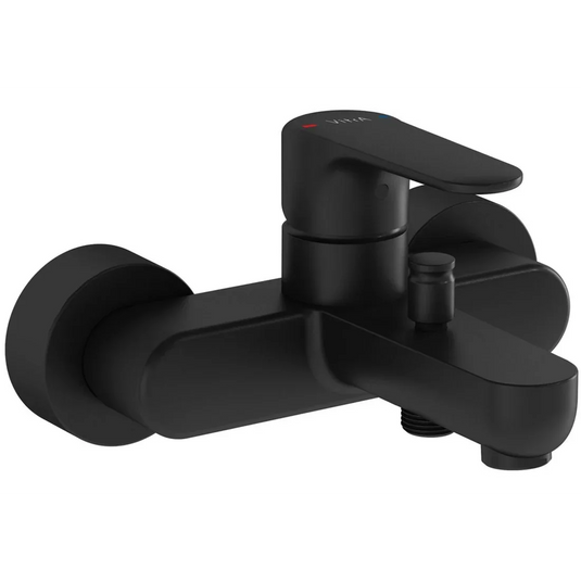 VitrA Root Round Wall Mounted Bath/Shower Mixer - Matt Black - A4272536EXP - Envy Bathrooms Ltd