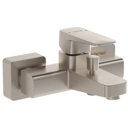 VitrA Root Square Wall Mounted Bath/Shower Mixer - Brushed Nickel - A4273734EXP - Envy Bathrooms Ltd