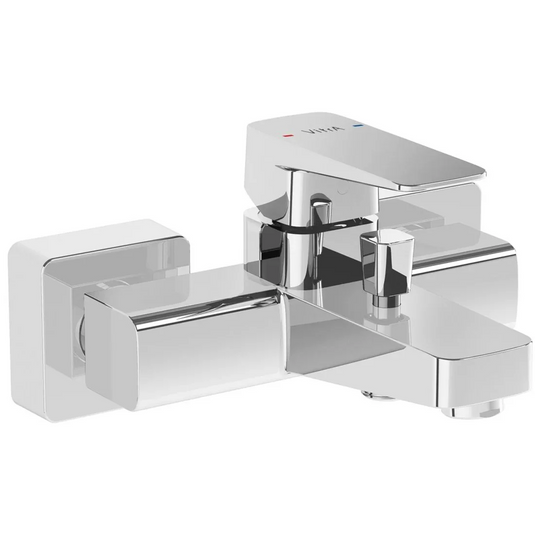 VitrA Root Square Wall Mounted Bath/Shower Mixer - Chrome - A42737EXP - Envy Bathrooms Ltd