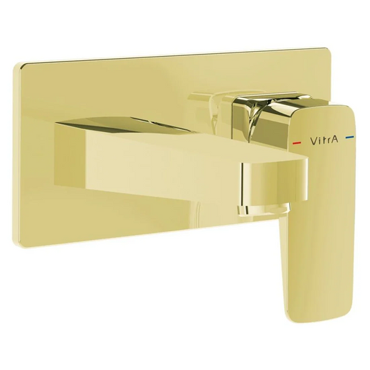 VitrA Root Square Wall Mounted Basin Mixer - Soft Gold - A4273874EXP - Envy Bathrooms Ltd
