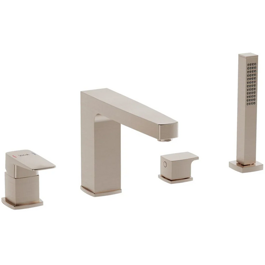 VitrA Root Square 4-Hole Bath/Shower Mixer - Brushed Nickel - A4275734EXP - Envy Bathrooms Ltd
