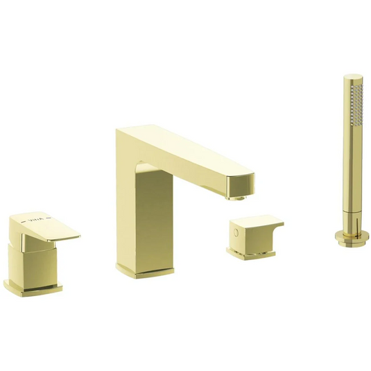 VitrA Root Square 4-Hole Bath/Shower Mixer - Soft Gold - A4275774EXP - Envy Bathrooms Ltd