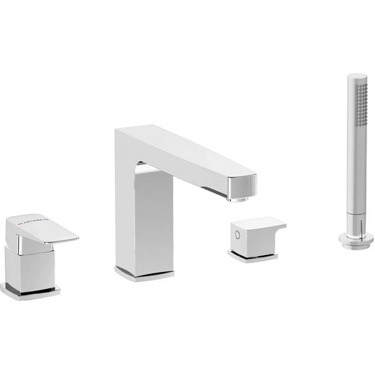 VitrA Root Square 4-Hole Bath/Shower Mixer - Chrome - A42757EXP - Envy Bathrooms Ltd