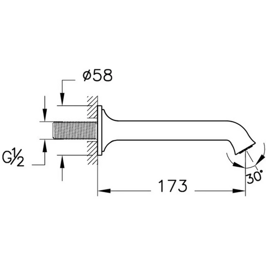 VitrA Origin Classic Wall Mounted Bath Spout - Brushed Gold - A4289925 - Envy Bathrooms Ltd