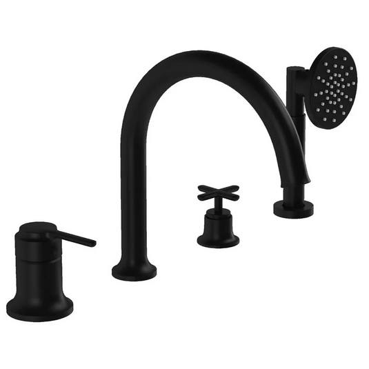 VitrA Origin Classic 4-Hole Bath/Shower Mixer - Matt Black - A4290036 - Envy Bathrooms Ltd