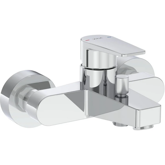 VitrA Root Square Wall Mounted Monohole Bath/Shower Mixer - Brushed Nickel - A4313134EXP - Envy Bathrooms Ltd