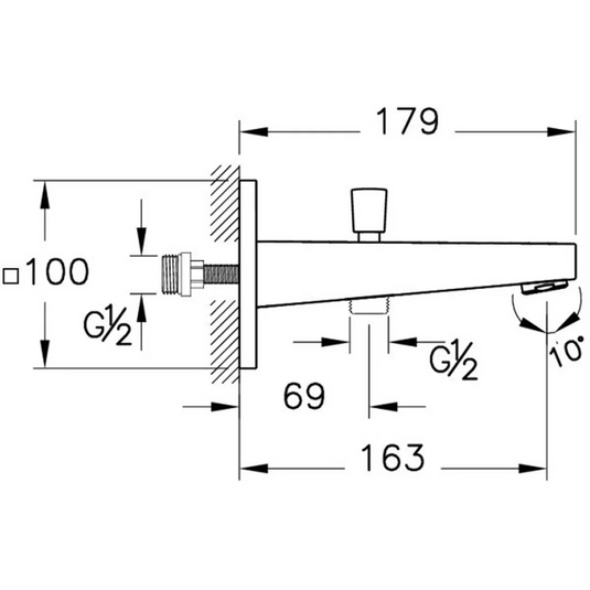VitrA Root Square Wall Mounted Monohole Bath/Shower Mixer - Soft Gold - A4313174EXP - Envy Bathrooms Ltd