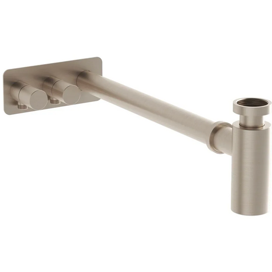 VitrA Bottle Trap for Basins With Isolation Taps (Asymmetric) - Brushed Nickel - A4515634 - Envy Bathrooms Ltd