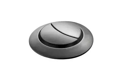 Modern chrome dual flush toilet button for bathroom cisterns on white background