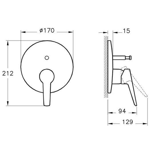 VitrA Solid S Integrated Bath/Shower Mixer - Chrome - A42446EXP - Envy Bathrooms Ltd