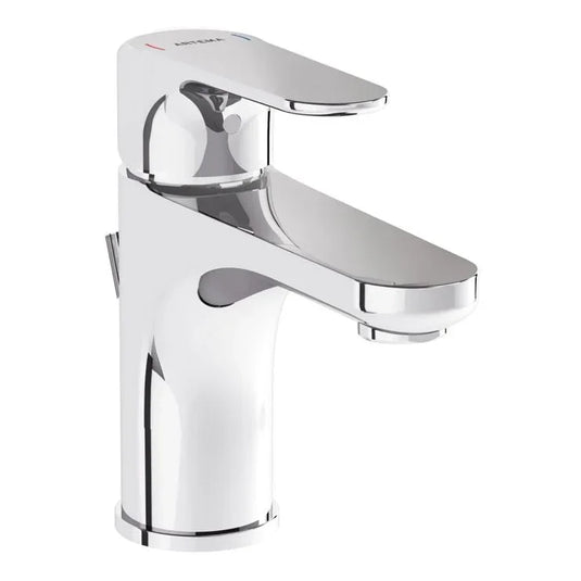 VitrA Root Round Compact Basin Mixer With Waste Lever - Chrome - A42722VUK - Envy Bathrooms Ltd