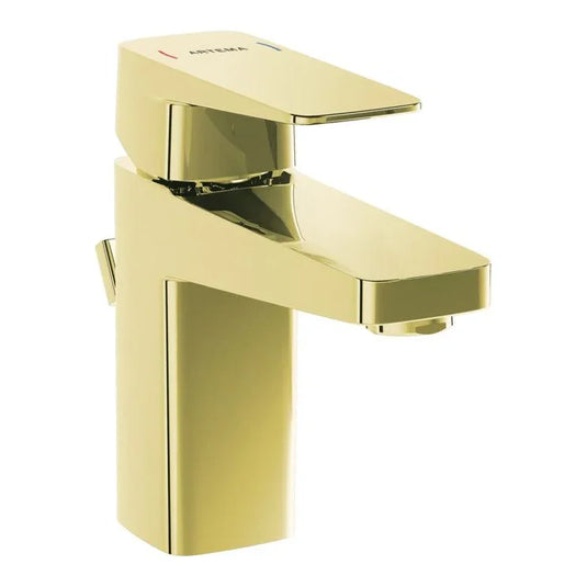 VitrA Root Square Compact Basin Mixer With Waste Lever - Soft Gold - A4273574VUK - Envy Bathrooms Ltd