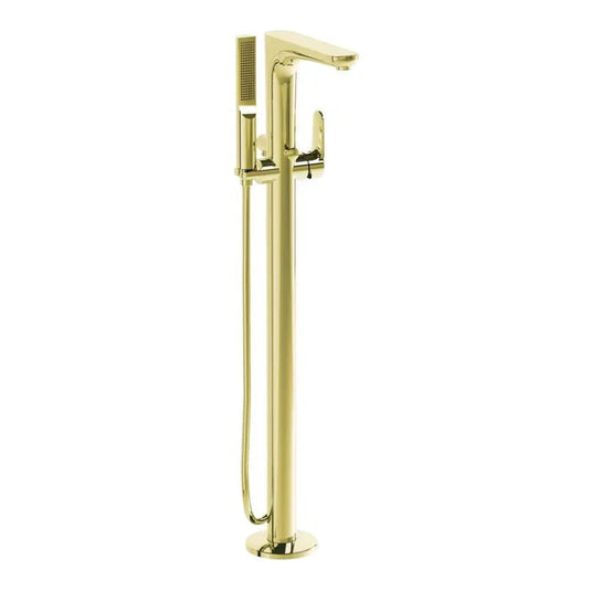 VitrA Root Round Floor Standing Bath/Shower Mixer - Soft Gold - A4274174EXP - Envy Bathrooms Ltd