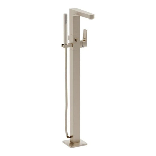 VitrA Root Square Floor Standing Bath/Shower Mixer - Brushed Nickel - A4276034EXP - Envy Bathrooms Ltd