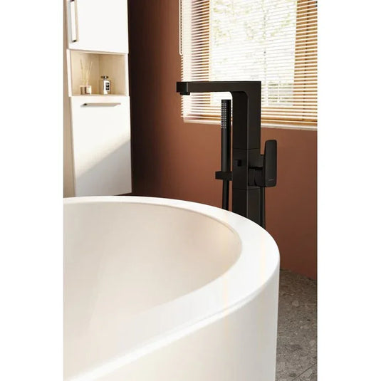 VitrA Root Square Floor Standing Bath/Shower Mixer - Matt Black - A4276036EXP - Envy Bathrooms Ltd