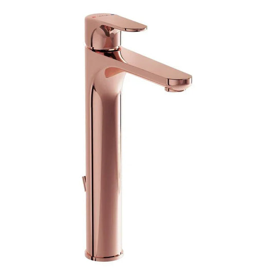 VitrA Root Round Tall Basin Mixer With Waste Lever - Soft Copper - A4276629EXP - Envy Bathrooms Ltd