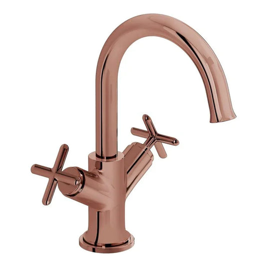 VitrA Origin Classic Basin Mixer (Cross Handles) - Soft Copper - A4288429 - Envy Bathrooms Ltd