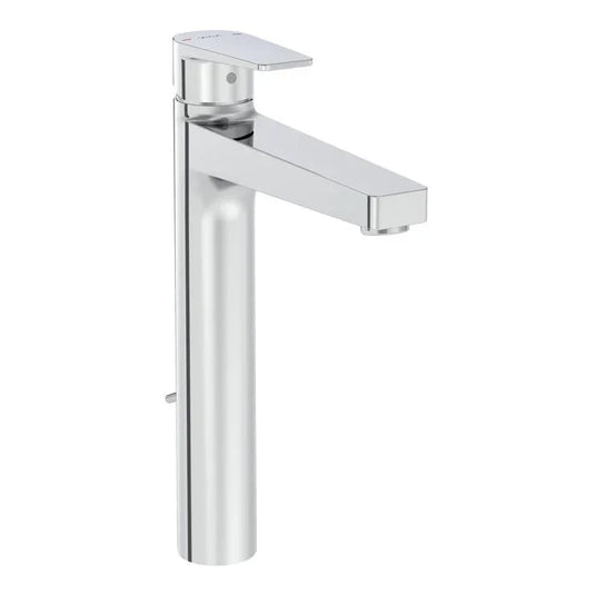 VitrA Flow Square Tall Basin Mixer With Waste Lever - Chrome - A42961VUK - Envy Bathrooms Ltd