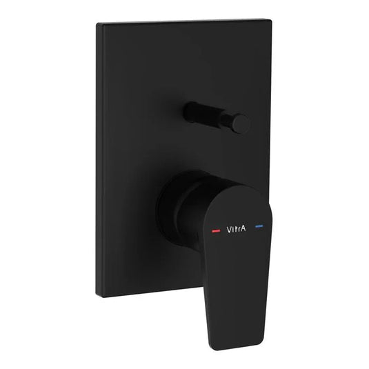 VitrA Flow Square Integrated Bath Mixer Valve - Matt Black - A4320836EXP - Envy Bathrooms Ltd