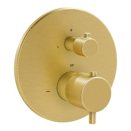 VitrA Root Round Integrated Thermostatic Bath/Shower Mixer Valve - Brushed Gold - A4325825EXP - Envy Bathrooms Ltd