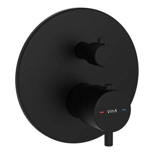 VitrA Root Round Integrated Thermostatic Bath/Shower Mixer Valve - Matt Black - A4325836EXP - Envy Bathrooms Ltd