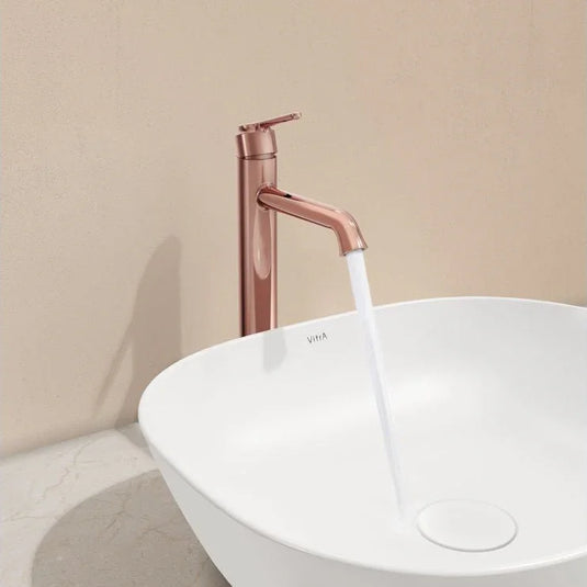 VitrA Origin Classic Tall Basin Mixer (Top Handle) - Soft Copper - A4288229 - Envy Bathrooms Ltd