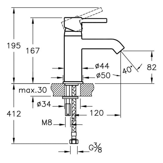 VitrA Minimax S Basin Mixer - Chrome - A41984VUK - Envy Bathrooms Ltd