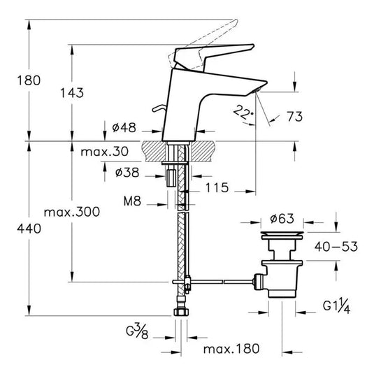 VitrA Solid S Basin Mixer With Waste Lever - Chrome - A42441VUK - Envy Bathrooms Ltd